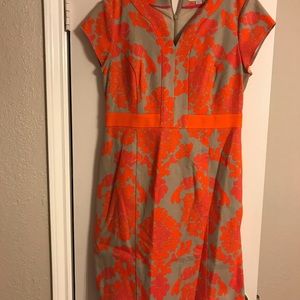 NWOT Boden Orange and Tan Dress